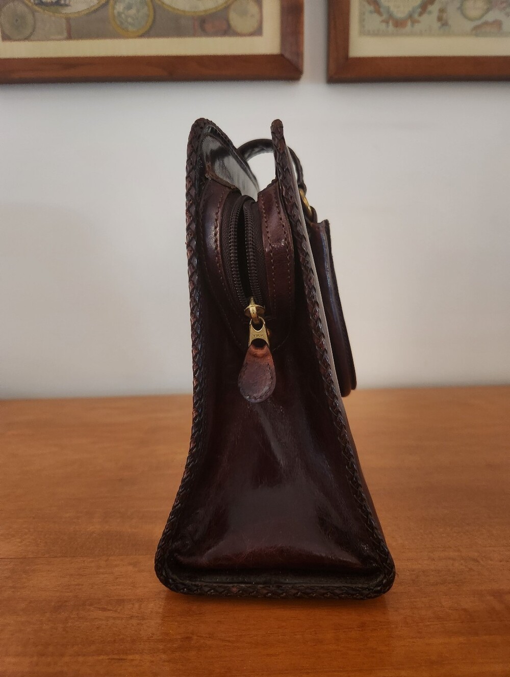 Vintage Brahmin Brown Leather Handbag - Picture 9 of 10